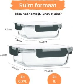 Formilo Meal Prep Bakjes - Lekvrije Vershoudbakjes - Diepvriesbakjes - Luchtdicht - BPA Vrij - Glas - 10 Stuks -Huishoudelijke Artikelen Winkel 1043x1200