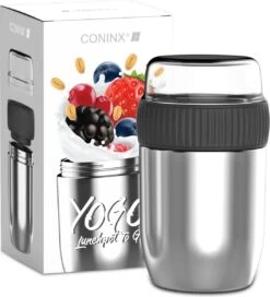 Coninx Thermos Lunchbox - Muesli Beker To Go - Isoleer Lunchpot - Yoghurtbeker To Go - Mueslibeker 840ml (600ml+240ml) - RVS -Huishoudelijke Artikelen Winkel 1088x1200