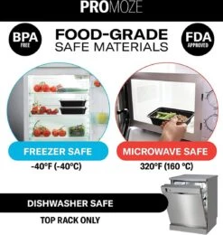 Buxibo - 50 Meal Prep Bakjes - Salade/Lunch Box - Diepvriesbakjes - Vershoudbakjes - Plastic Bakjes Met Deksel - Vershouddoos - Magnetron Vaatwasser Bestendig - 24 Oz/0.7 Liter Inhoud - Herbruikbaar - Kunststof - BPA Vrij - Zwart -Huishoudelijke Artikelen Winkel 1140x1200 4