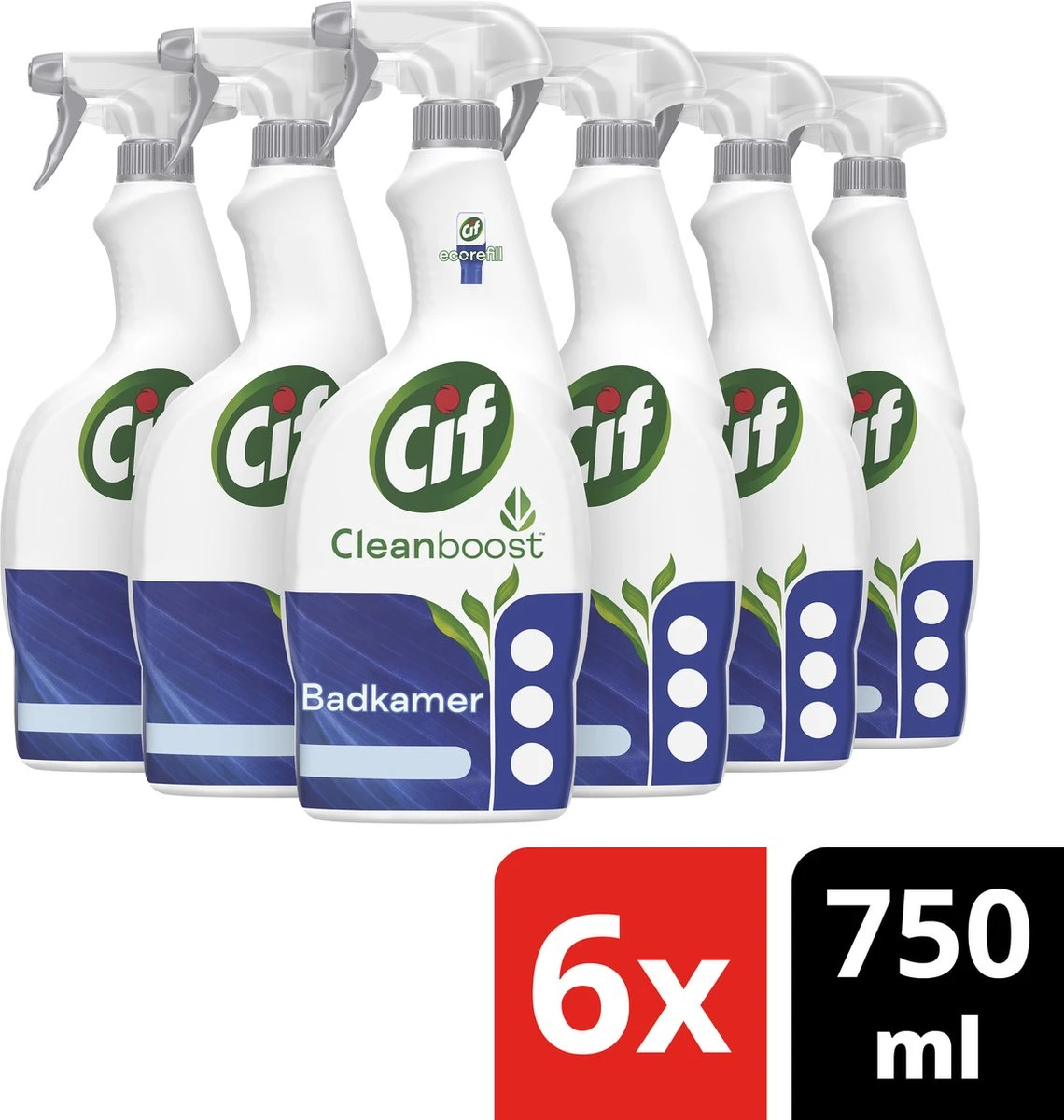 Cif CleanBoost Power & Shine Badkamer Spray - 6 X 750 Ml - Voordeelverpakking 3 Cif CleanBoost Power & Shine Badkamer Spray - 6 X 750 Ml - Voordeelverpakking