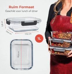 KitchenBrothers Meal Prep Bakjes - Set - Luchtdicht - BPA Vrij - 1L - Glas - 5 Stuks -Huishoudelijke Artikelen Winkel 1169x1200 3