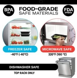 Buxibo - 50 Meal Prep Bakjes - Salade/Lunch Box - Diepvriesbakjes - Vershoudbakjes - Plastic Bakjes Met Deksel - Vershouddoos - Magnetron Vaatwasser Bestendig - 24 Oz/0.7 Liter Inhoud - Herbruikbaar - Kunststof - BPA Vrij - Zwart -Huishoudelijke Artikelen Winkel 1184x1200 1