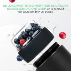 Coninx Yoghurtbeker To Go - Muesli Beker To Go - Lunchbeker - Mueslibeker 640ml (450ml+190ml) - Zwart -Huishoudelijke Artikelen Winkel 1199x1200 4