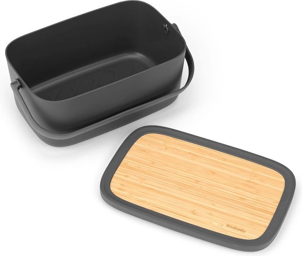 Brabantia Nic Broodtrommel - Met Bamboe Deksel - Dark Grey 8 Brabantia Nic Broodtrommel - Met Bamboe Deksel - Dark Grey - Afbeelding 6