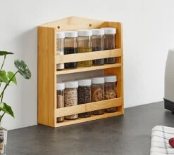 ACAZA Ophangbaar Kruidenrek Met 10 Glazen Kruidenpotjes, Spice Rack, Keuken Rek, Kruiden Organizer Voor Specerijen, Peper, Zout, 26 Cm Breed, Bamboe 10 ACAZA Ophangbaar Kruidenrek Met 10 Glazen Kruidenpotjes, Spice Rack, Keuken Rek, Kruiden Organizer Voor Specerijen, Peper, Zout, 26 Cm Breed, Bamboe -Huishoudelijke Artikelen Winkel 1200x1075 1