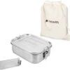 Navaris RVS Broodtrommel Met Verdeler - Meal Prep Bakje - Vershouddoos - Lunchbox - 17 X 13 X 6 Cm - Inhoud 0,8 Liter - Vaatwasbestendig -Huishoudelijke Artikelen Winkel 1200x1133