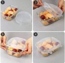 Siliconen Vershoud Deksels – Set Van 6 Stuks – Flexibel – Herbruikbaar – Wit - Stretch Tot Wel 30 Cm -Huishoudelijke Artikelen Winkel 1200x1178 2