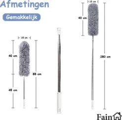 Fain® Plumeau Met Telescoopsteel – Grijs – 80 Tot 280 Cm - Uitschuifbaar – Wasbaar - Flexibel 360° Draaibaar – Duster - Microvezel Ragebol -Huishoudelijke Artikelen Winkel 1200x1182 2