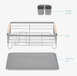 Navaris Afdruiprek Met Uitneembare Bestekhouder - Afwasrek Met Losse Lekbak - Vaatwasrek Met Plateau - Voor Bestek, Borden, Schalen En Pannen -Huishoudelijke Artikelen Winkel 1200x1189 1