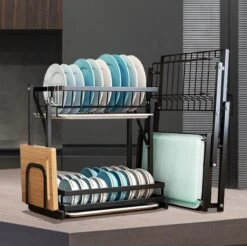 Doogo® Afdruiprek Met Lekbak 2 Laags – Inklapbaar - Muur Hangen Mogelijke - Afwasrek – Met 2 Lekbakken – Extra Accessories Voor Servies En Snijplanken - RVS -Huishoudelijke Artikelen Winkel 1200x1197 6