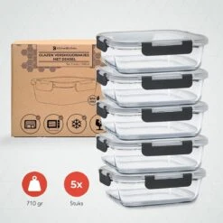 KitchenBrothers Meal Prep Bakjes - Set - Luchtdicht - BPA Vrij - 1L - Glas - 5 Stuks -Huishoudelijke Artikelen Winkel 1200x1198 32