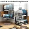 Doogo® Afdruiprek Met Lekbak 2 Laags – Inklapbaar - Muur Hangen Mogelijke - Afwasrek – Met 2 Lekbakken – Extra Accessories Voor Servies En Snijplanken - RVS -Huishoudelijke Artikelen Winkel 1200x1200 370