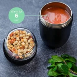 Coninx Thermos Lunchbox - Muesli Beker To Go - Isoleer Lunchpot - Yoghurtbeker To Go - Mueslibeker 840ml (600ml+240ml) - RVS / Zwart -Huishoudelijke Artikelen Winkel 1200x1200 537