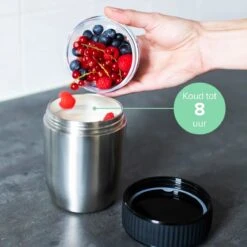 Coninx Thermos Lunchbox - Muesli Beker To Go - Isoleer Lunchpot - Yoghurtbeker To Go - Mueslibeker 840ml (600ml+240ml) - RVS / Zwart -Huishoudelijke Artikelen Winkel 1200x1200 538