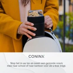 Coninx Yoghurtbeker To Go - Muesli Beker To Go - Lunchbeker - Mueslibeker 640ml (450ml+190ml) - Zwart -Huishoudelijke Artikelen Winkel 1200x1200 571