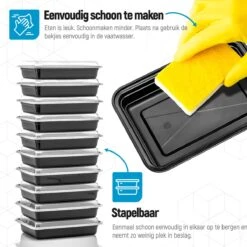 Meal Prep Bakjes - 20 Stuks - 1 Compartiment - Lunchbox - Diepvriesbakjes - Vershoudbakjes - Plastic Bakjes Met Deksel - Magnetron Bakjes Met Deksel - Meal Prep - Vershouddoos - 1L - BPA Vrij - Fitcrafters -Huishoudelijke Artikelen Winkel 1200x1200 647
