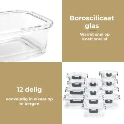 Vershoudbakjes - Meal Prep Bakjes - Diepvriesbakjes - Vershouddoos - Vershoudbakjes Set - Glas - 12 Stuks - BPA Vrij - Stosh -Huishoudelijke Artikelen Winkel 1200x1200 675