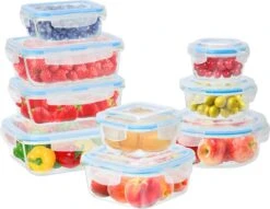 KitchenBrothers Meal Prep Bakjes - Set - Luchtdicht - BPA Vrij - Glas - 9 Stuks