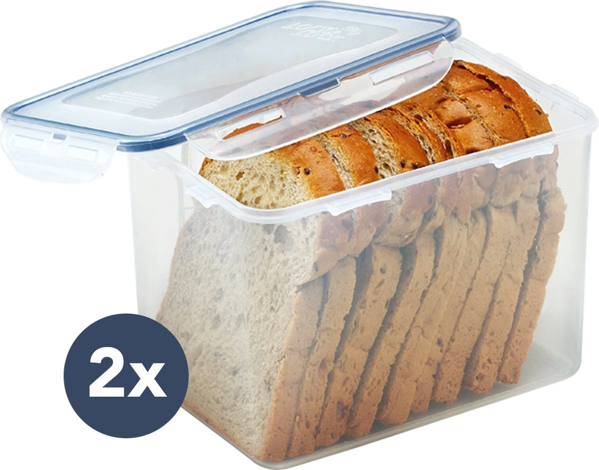 Lock&Lock Vershoudbakjes - Vershouddoos Voor Brood - Brooddoos - Broodtrommel - Bewaardoos Met Deksel - 100% Luchtdicht - BPA Vrij - Set Van 2 - 3,9 Liter - Transparant 3 Lock&Lock Vershoudbakjes - Vershouddoos Voor Brood - Brooddoos - Broodtrommel - Bewaardoos Met Deksel - 100% Luchtdicht - BPA Vrij - Set Van 2 - 3,9 Liter - Transparant