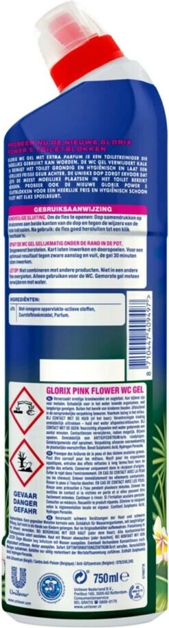Glorix WC Powergel Toiletreiniger Pink Flower - 6 X 750 Ml - Voordeelverpakking -Huishoudelijke Artikelen Winkel 324x1200