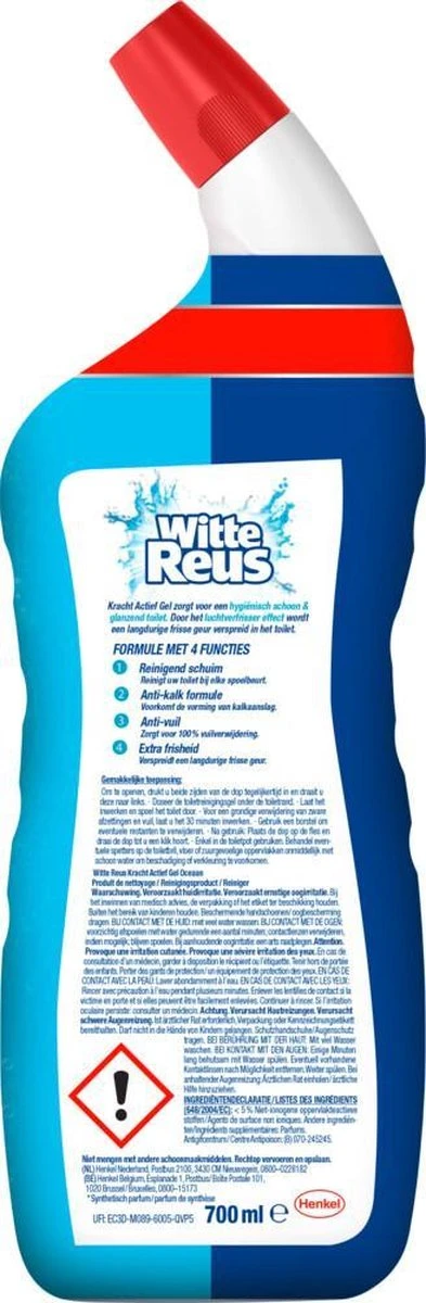 Witte Reus Toiletreiniger - Kracht Actief Gel Oceaan - Voordeelverpakking 10 X 700ml 10 Witte Reus Toiletreiniger - Kracht Actief Gel Oceaan - Voordeelverpakking 10 X 700ml - Afbeelding 8