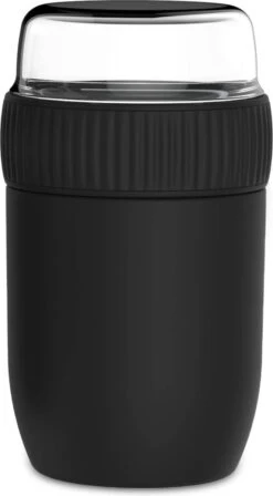 Coninx Thermos Lunchbox - Muesli Beker To Go - Isoleer Lunchpot - Yoghurtbeker To Go - Mueslibeker 840ml (600ml+240ml) - RVS / Zwart -Huishoudelijke Artikelen Winkel 662x1200