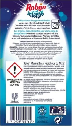 Robijn Intense Morgenfris Droogtrommeldoekjes - 9 X 20 Stuks - Voordeelverpakking -Huishoudelijke Artikelen Winkel 683x1200