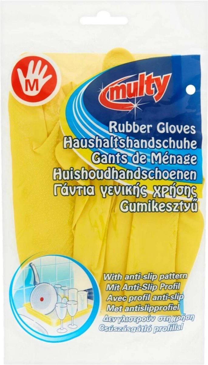 Multy Luxe Huishoudhandschoenen Maat M - Natuurlatex Met Katoenen Vlokvoering - Anti Slip - Rubberen Handschoenen - Waterdicht - Natuurlijk Latex - Maat M 3 Multy Luxe Huishoudhandschoenen Maat M - Natuurlatex Met Katoenen Vlokvoering - Anti Slip - Rubberen Handschoenen - Waterdicht - Natuurlijk Latex - Maat M