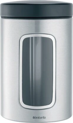Brabantia Voorraadbus - 1,4 L - Matt Steel Fingerprint Proof / Matt Black Deksel - Met Venster -Huishoudelijke Artikelen Winkel 713x1200 1
