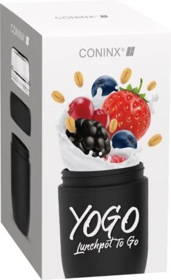 Coninx Yoghurtbeker To Go - Muesli Beker To Go - Lunchbeker - Mueslibeker 640ml (450ml+190ml) - Zwart -Huishoudelijke Artikelen Winkel 735x1200
