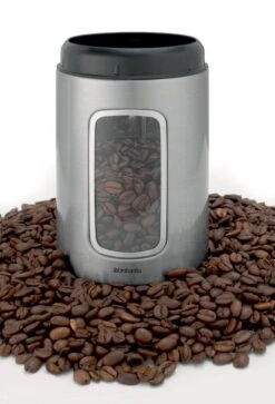 Brabantia Voorraadbus - 1,4 L - Matt Steel Fingerprint Proof / Matt Black Deksel - Met Venster -Huishoudelijke Artikelen Winkel 817x1200