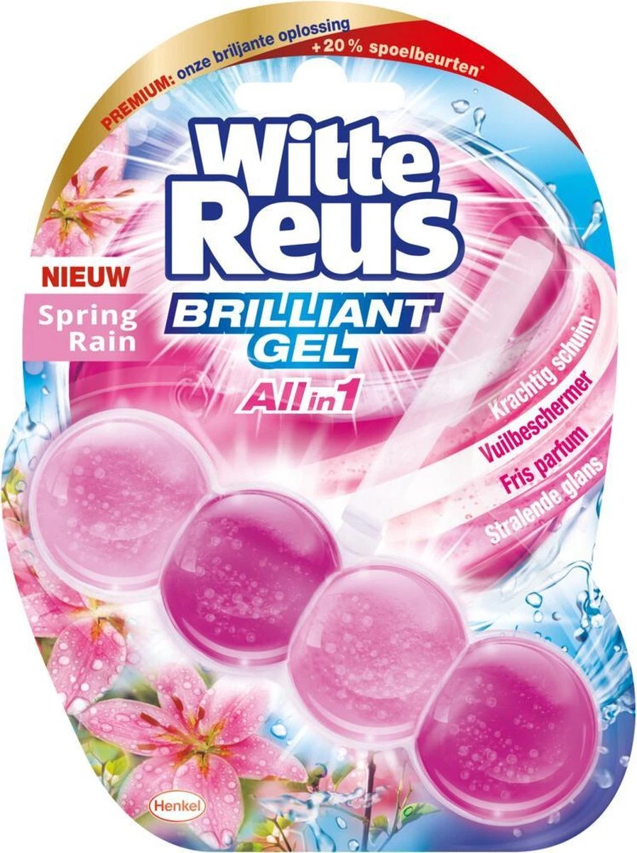 Witte Reus Brilliant Gel Allin1 Toiletblok - Spring Rain - WC Blokjes Voordeelverpakking - 11 Stuks 5 Witte Reus Brilliant Gel Allin1 Toiletblok - Spring Rain - WC Blokjes Voordeelverpakking - 11 Stuks - Afbeelding 3