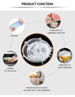 Siliconen Vershoud Deksels – Set Van 6 Stuks – Flexibel – Herbruikbaar – Wit - Stretch Tot Wel 30 Cm -Huishoudelijke Artikelen Winkel 939x1200 2